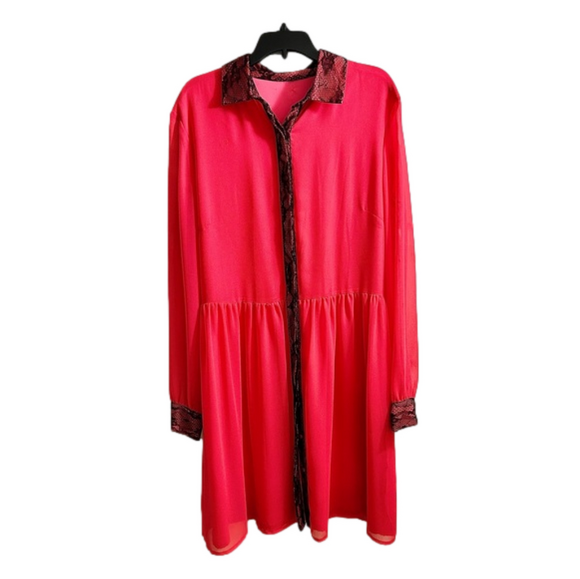 Gianni Bini Hot Pink Dress | Long Sleeve | Black Lace | Party | Date night - Picture 1 of 2